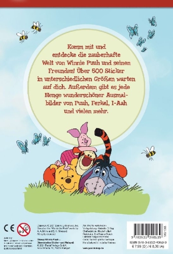 Buchcover und Innenansicht für das Buch: Disney Winnie Puuh: Bärenstarker Sticker- und Malspaß