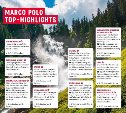 Buchcover und Innenansicht für das Buch: MARCO POLO Reiseführer Österreich