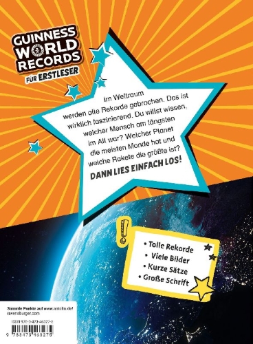 Buchcover und Innenansicht für das Buch: Guinness World Records für Erstleser - Weltraum
