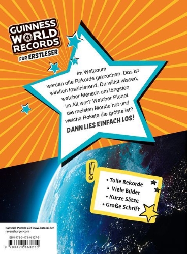 Buchcover und Innenansicht für das Buch: Guinness World Records für Erstleser - Weltraum