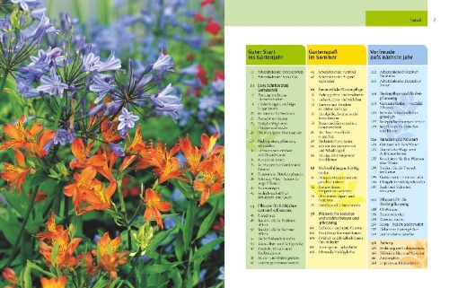 Buchcover und Innenansicht für das Buch: Gartenjahr für Einsteiger