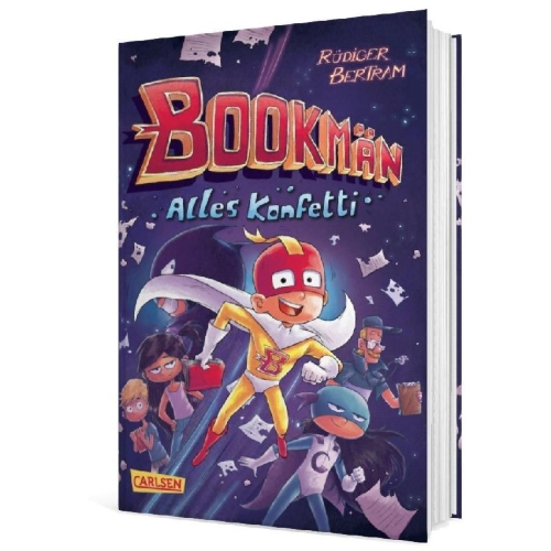 Buchcover und Innenansicht für das Buch: Bookmän: Alles Konfetti