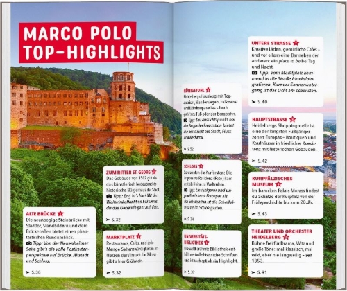 Buchcover und Innenansicht für das Buch: MARCO POLO Reiseführer Heidelberg