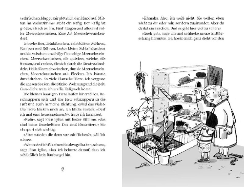 Buchcover und Innenansicht für das Buch: Flugstunde mit Meerschwein