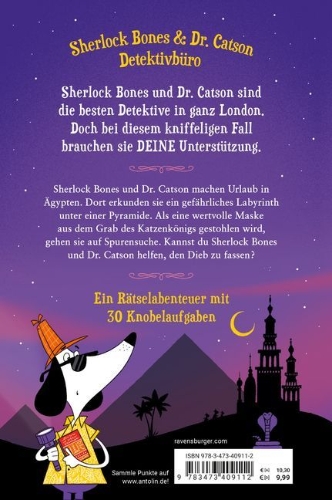 Buchcover und Innenansicht für das Buch: Sherlock Bones and the Curse of the Pharaoh's Mask