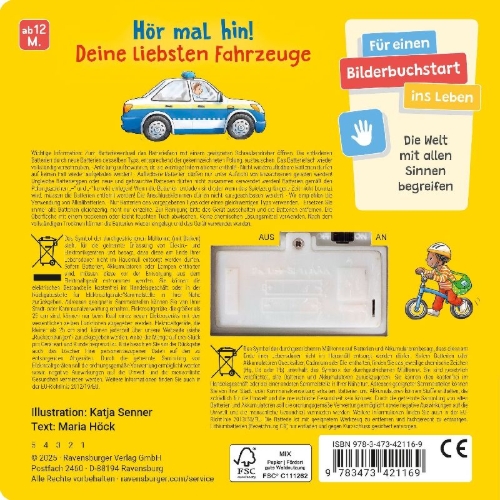 Buchcover und Innenansicht für das Buch: Hör mal hin - Wer hupt da? Unsere Fahrzeuge