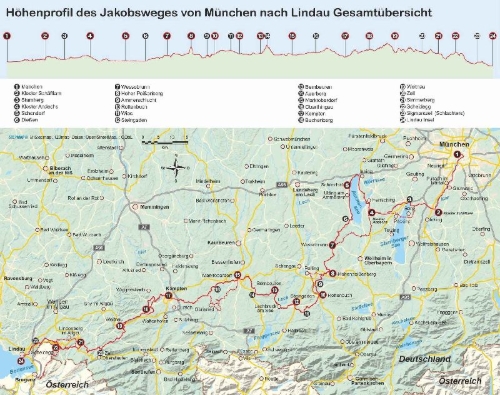Buchcover und Innenansicht für das Buch: Jakobsweg München - Lindau mit Variante nach Bregenz