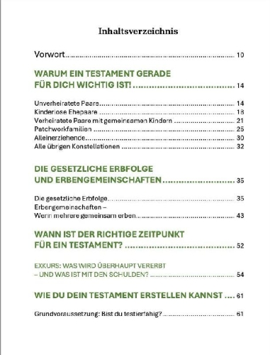 Buchcover und Innenansicht für das Buch: Erbschaft ohne Streit