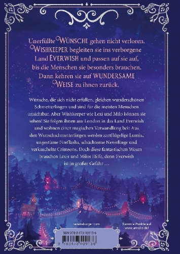 Buchcover und Innenansicht für das Buch: Wishkeeper, Band 1 - Das Land der verborgenen Wünsche