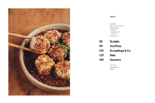 Buchcover und Innenansicht für das Buch: Ramen, Bowls und Dumplings