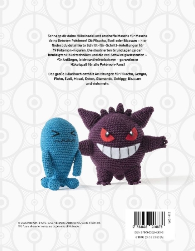 Buchcover und Innenansicht für das Buch: Pokémon: Das große Häkelbuch