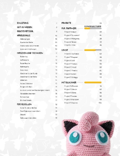 Buchcover und Innenansicht für das Buch: Pokémon: Das große Häkelbuch