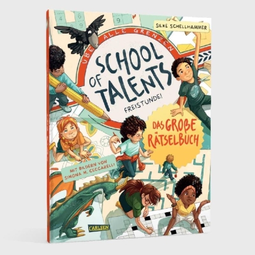 Buchcover und Innenansicht für das Buch: School of Talents: Freistunde - Das große Rätselbuch