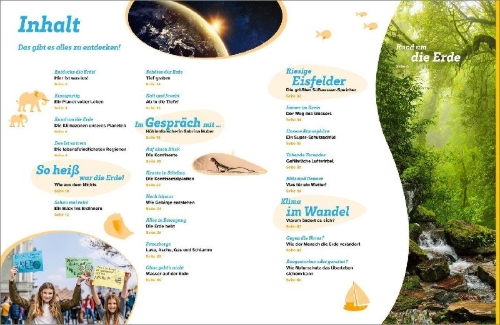 Buchcover und Innenansicht für das Buch: WAS IST WAS Die Erde. Unser einzigartiger Planet