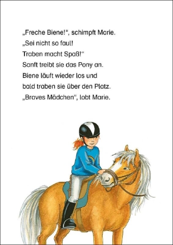 Buchcover und Innenansicht für das Buch: Leselöwen 2. Klasse - Der erste Ausritt auf Ponyhof Apfelblüte