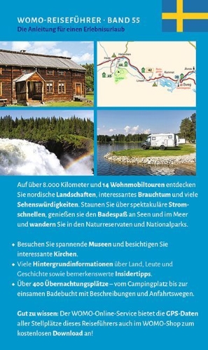 Buchcover und Innenansicht für das Buch: Entdeckertouren mit dem Wohnmobil Schweden