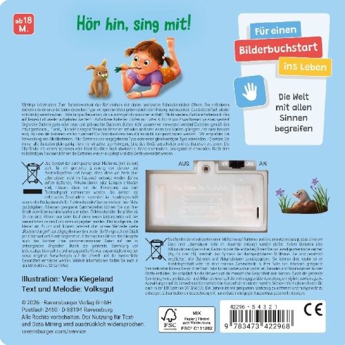 Buchcover und Innenansicht für das Buch: Hör mal hin - Alle meine Entchen: Meine ersten Lieblingslieder