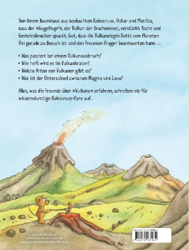Buchcover und Innenansicht für das Buch: Alles klar! Der kleine Drache Kokosnuss erforscht die Vulkane