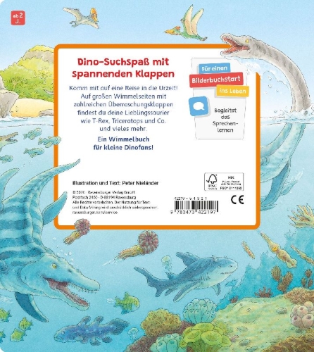 Buchcover und Innenansicht für das Buch: Mein Sachen suchen Wimmelbuch: Dinosaurier