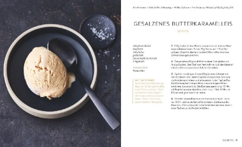Buchcover und Innenansicht für das Buch: Eis, Sorbets & Frozen Joghurts