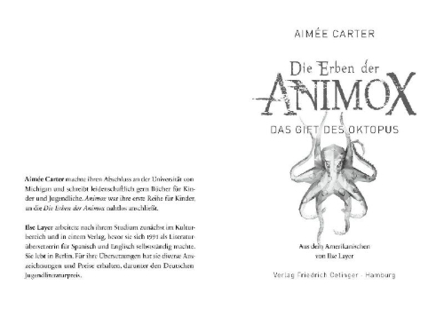 Buchcover und Innenansicht für das Buch: Die Erben der Animox 2. Das Gift des Oktopus