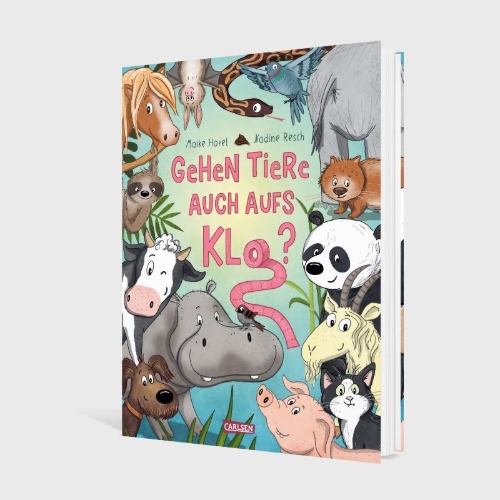 Buchcover und Innenansicht für das Buch: Gehen Tiere auch aufs Klo?