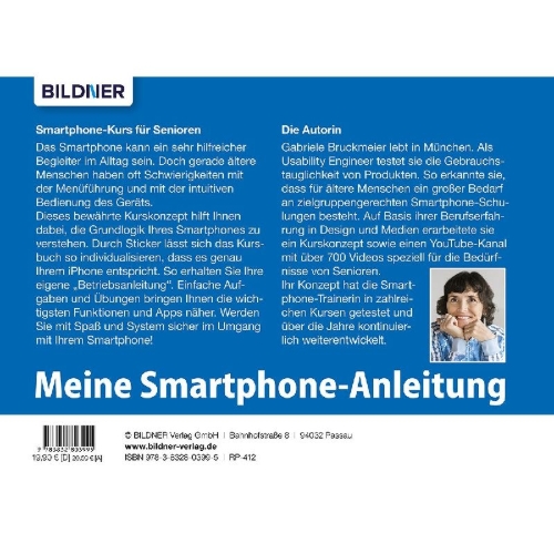 Buchcover und Innenansicht für das Buch: Meine Smartphone-Anleitung für iOS / iPhone - Smartphonekurs für Senioren (Kursbuch Version iPhone) - Das Kursbuch für Apple iPhones / iOS