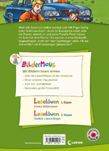 Buchcover und Innenansicht für das Buch: Bildermaus - Autogeschichten