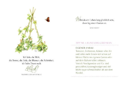 Buchcover und Innenansicht für das Buch: Pflück dir dein Glück