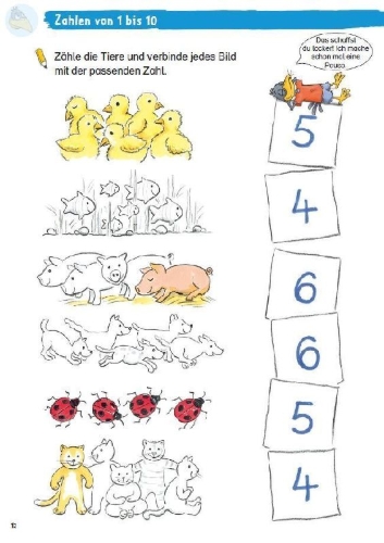 Buchcover und Innenansicht für das Buch: Mein großes Mathebuch mit Rabe Linus - 1. Klasse