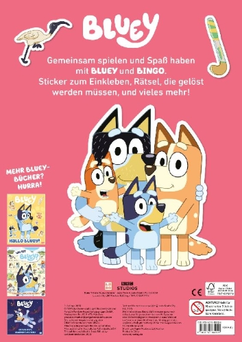 Buchcover und Innenansicht für das Buch: Bluey - Time to play (Sticker-Activity)