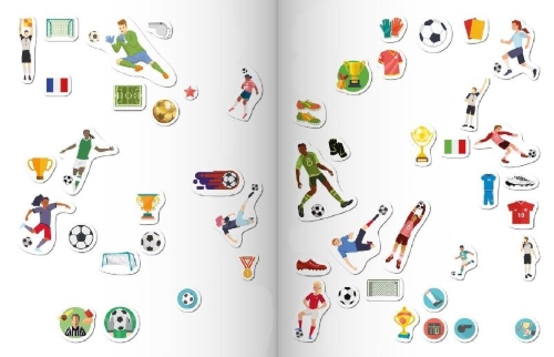 Buchcover und Innenansicht für das Buch: Mein Stickeralbum Fußball mit 100 Stickern