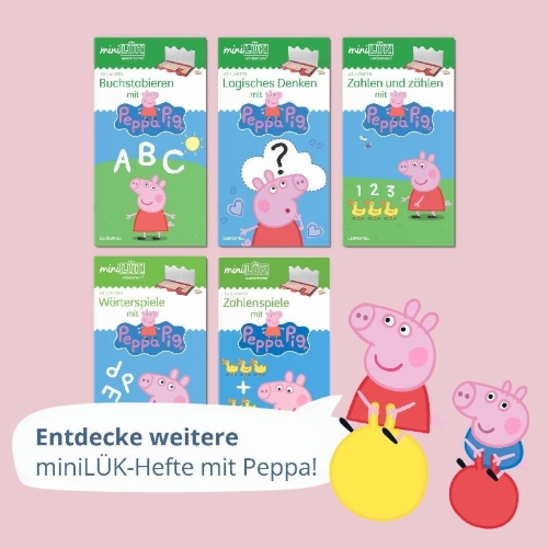 Buchcover und Innenansicht für das Buch: miniLÜK. Kindergarten/Vorschule Konzentrationsspiele mit Peppa Pig