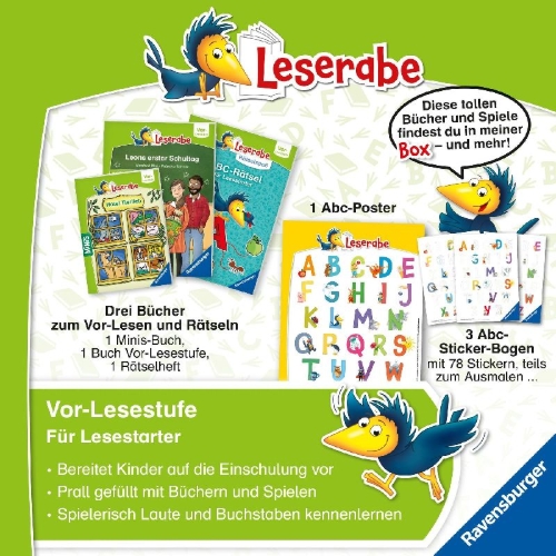 Buchcover und Innenansicht für das Buch: Leserabe Sonderausgaben - Deine große Leseraben Vorschul-Box