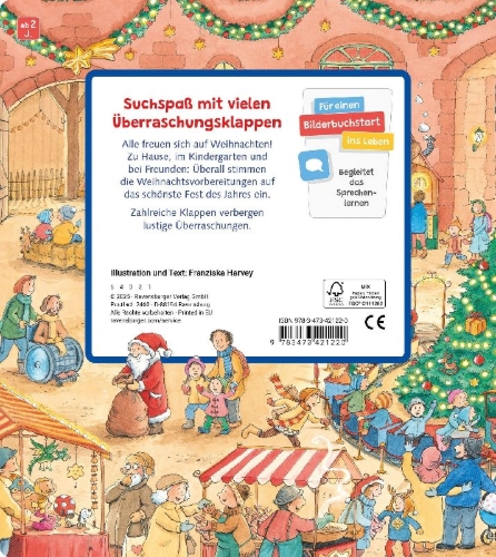Buchcover und Innenansicht für das Buch: Mein Sachen suchen Wimmelbuch: Weihnachtszeit