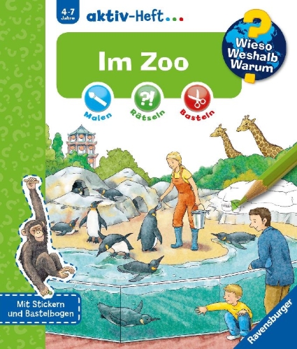 Buchcover und Innenansicht für das Buch: Wieso? Weshalb? Warum? aktiv-Heft: Im Zoo
