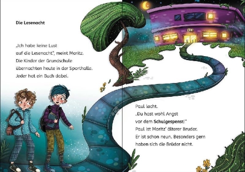 Buchcover und Innenansicht für das Buch: Leselöwen 2. Klasse - Schleim-Alarm im Schulkeller