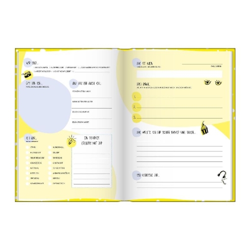 Buchcover und Innenansicht für das Buch: Freundebuch für Erwachsene | Erinnerungsalbum zum Ausfüllen für Freunde und Kollegen | Freundschaftsbuch, Poesiealbum als Geschenkidee