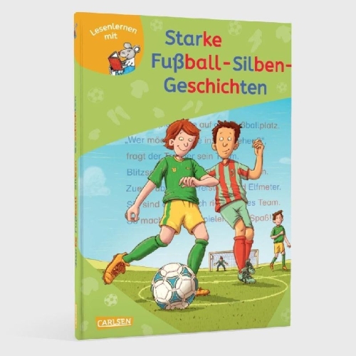 Buchcover und Innenansicht für das Buch: LESEMAUS zum Lesenlernen Sammelbände: Starke Fußball-Silben-Geschichten