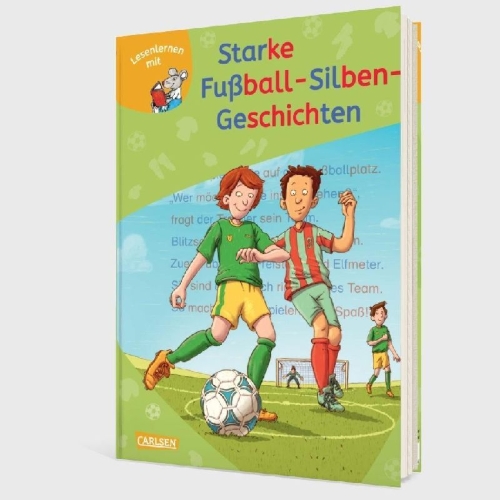 Buchcover und Innenansicht für das Buch: LESEMAUS zum Lesenlernen Sammelbände: Starke Fußball-Silben-Geschichten
