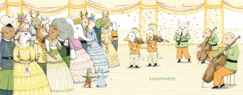 Buchcover und Innenansicht für das Buch: Ich entdecke Johann Strauss und seine Walzer (Mein kleines Klangbuch)