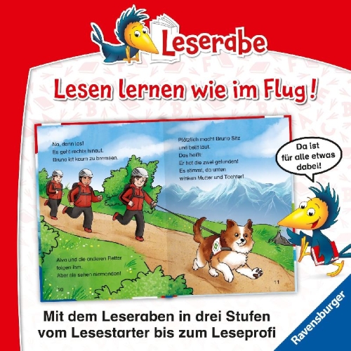 Buchcover und Innenansicht für das Buch: Leserabe 1. Lesestufe - Helfer in der Not. Spannende Hundegeschichten
