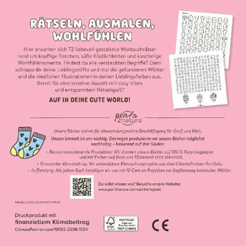 Buchcover und Innenansicht für das Buch: Cozy Word Search Cute World