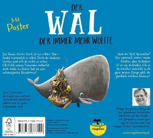 Buchcover und Innenansicht für das Buch: Gecko und das Glück des Gebens / Der Wal, der immer mehr wollte (Audio-CD)