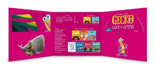 Buchcover und Innenansicht für das Buch: Gecko und das Glück des Gebens / Der Wal, der immer mehr wollte (Audio-CD)