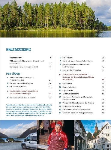 Buchcover und Innenansicht für das Buch: Das Wohnmobil Reisebuch Norwegen