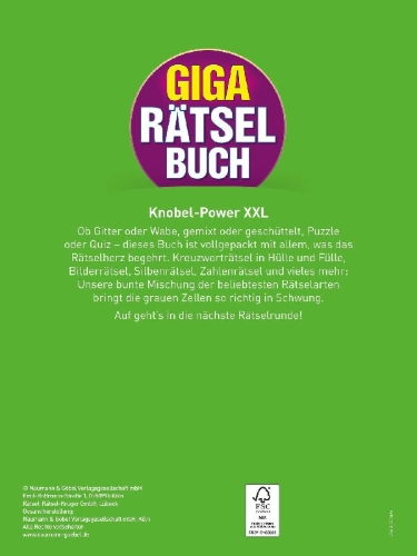 Buchcover und Innenansicht für das Buch: Giga-Rätselbuch 2