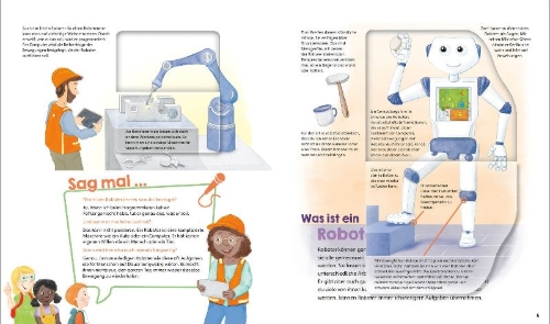 Buchcover und Innenansicht für das Buch: WAS IST WAS Junior Band 44 Roboter!