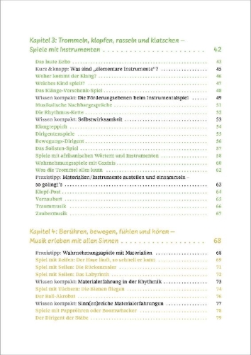 Buchcover und Innenansicht für das Buch: Musik erleben in der Kita