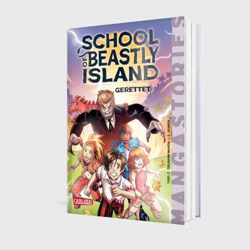 Buchcover und Innenansicht für das Buch: School of Beastly Island - Band 2 - Gerettet